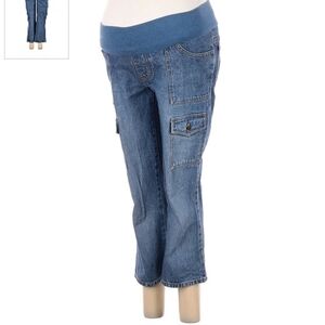Take Nine Maternity Blue Denim Capris Women's Small S Elastic Panel Waist EUC